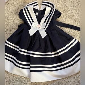 Bonnie Jean vintage y2k Navy and White Sailor Dress with Bow girls size 2t